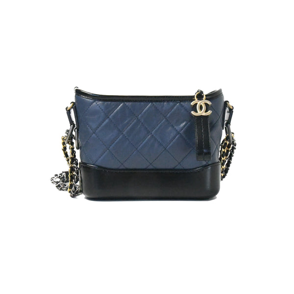 Chanel White And Black Quilted Aged Calfskin Medium Gabrielle