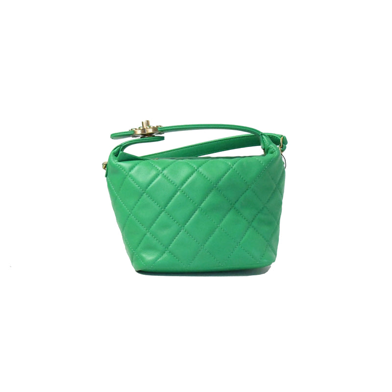 Chanel Small Lambskin Gold HW Hobo Bag Green - NOBLEMARS