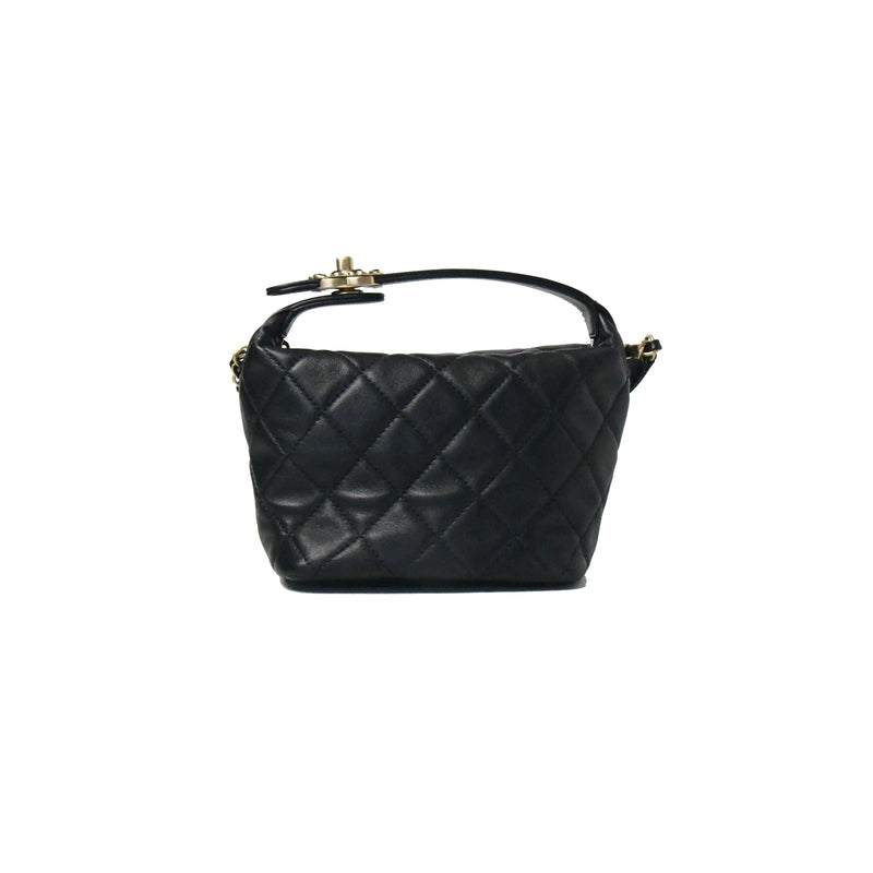 Chanel Small Lambskin Gold HW Hobo Bag Black - NOBLEMARS