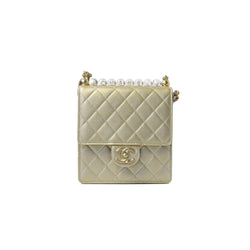 Chanel Goatskin Acrylic Beads & Gold-Tone Metal Flap Bag Gold - NOBLEMARS