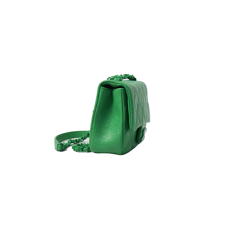 Chanel Incognito Grained Calfskin & Lacquered Metal Flap Bag Green - NOBLEMARS