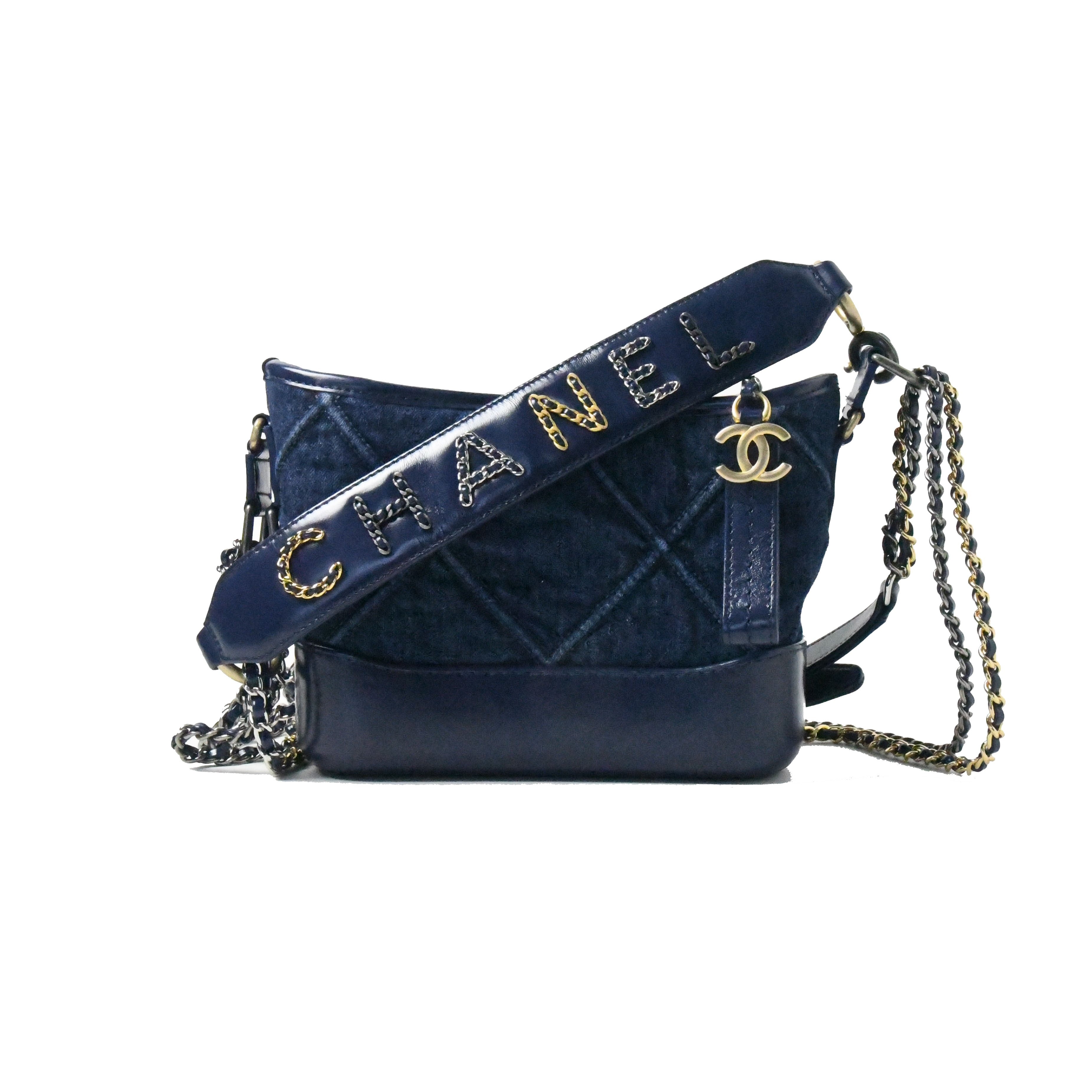 Chanel Gabrielle Calfskin Small Hobo Bag Denim Blue