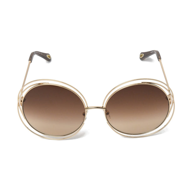 Chloe Carlina Round Metal Sunglasses /Gold-Dark Brown - NOBLEMARS