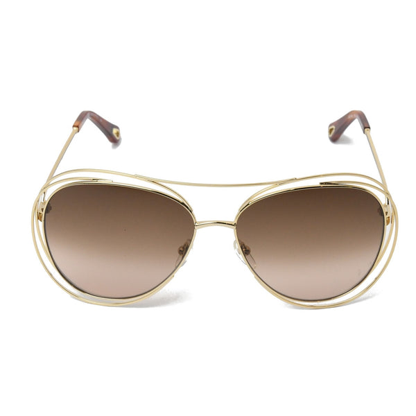 Chloe Carlina Trimmed Round Sunglasses /Pink-Gold - NOBLEMARS