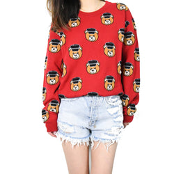 Moschino Intarsia Teddy bear Sweater /Red - NOBLEMARS