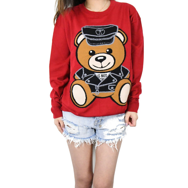 Moschino "Biker Teddy Bear" Pullover /Red - NOBLEMARS