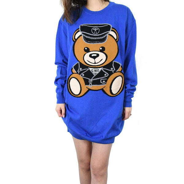 Moschino "Biker Teddy Bear" Dress Pullover /Blue - NOBLEMARS