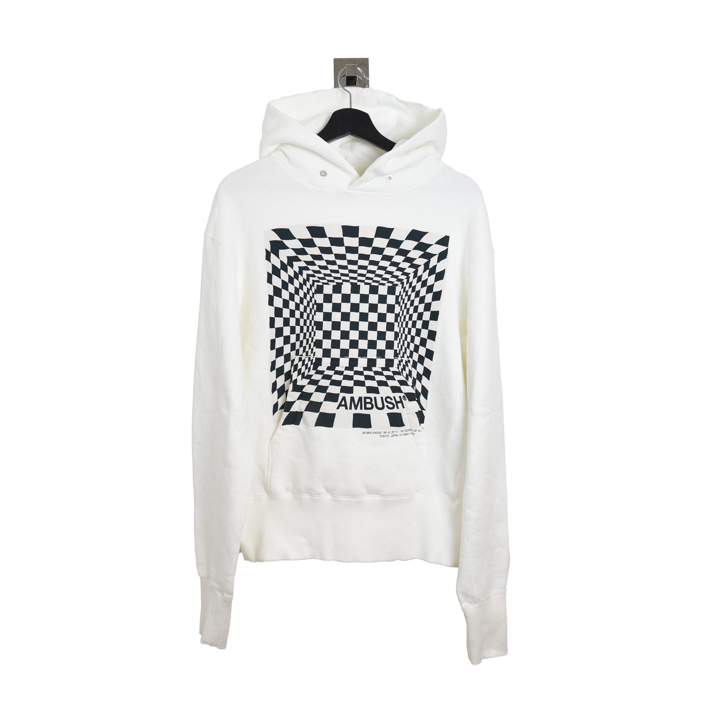 Ambush Checker Short Hoodie White Black - NOBLEMARS