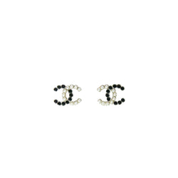 Chanel CC Pearl and Black Swarovski Earrings - NOBLEMARS