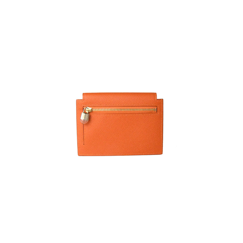 Hermes Kelly Pocket Epsom Compact Wallet Orange - NOBLEMARS