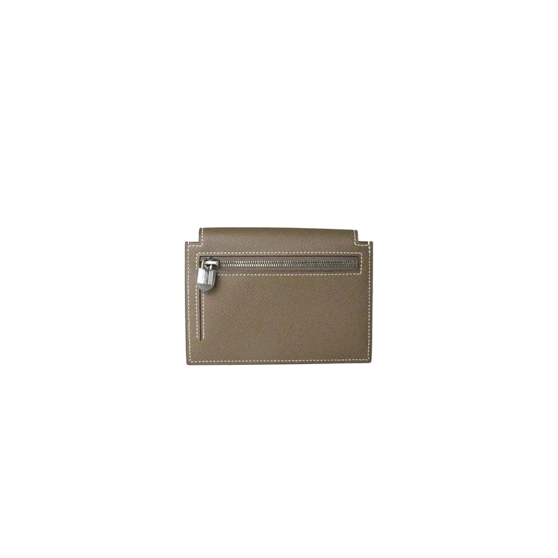 Hermes Kelly Pocket Epsom Compact Wallet Etoupe - NOBLEMARS