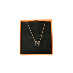 Hermes Pop H Pendant Necklace Rose Gold HW Black - NOBLEMARS