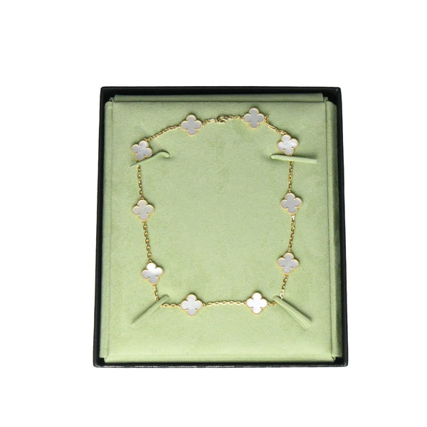 Van Cleef & Arpels Vintage Alhambra Necklace 10 Motifs Gold Mother of Pearl - NOBLEMARS