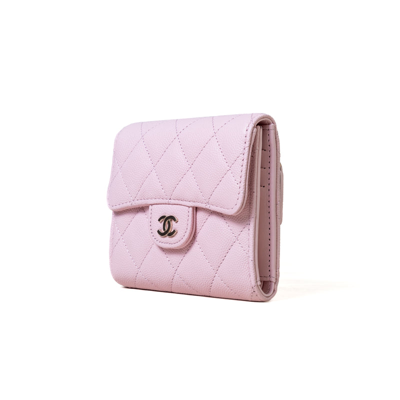 CHANEL Caviar Quilted Flap Card Holder Wallet Light Pink 1307779