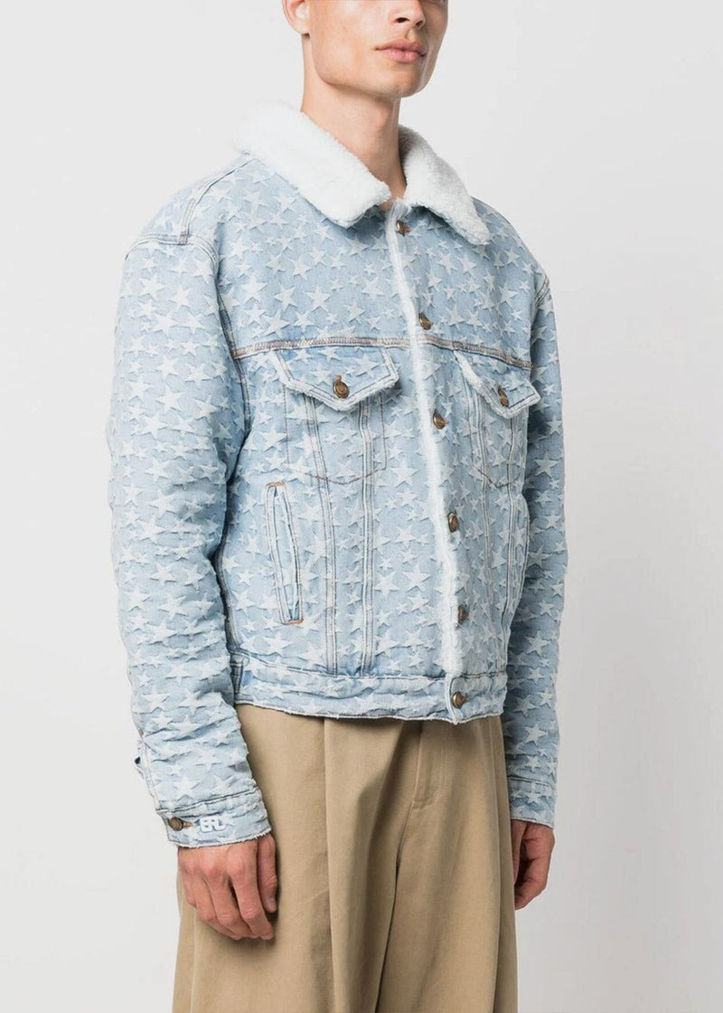 ERL Blue Denim Start Jacquard Jacket - NOBLEMARS