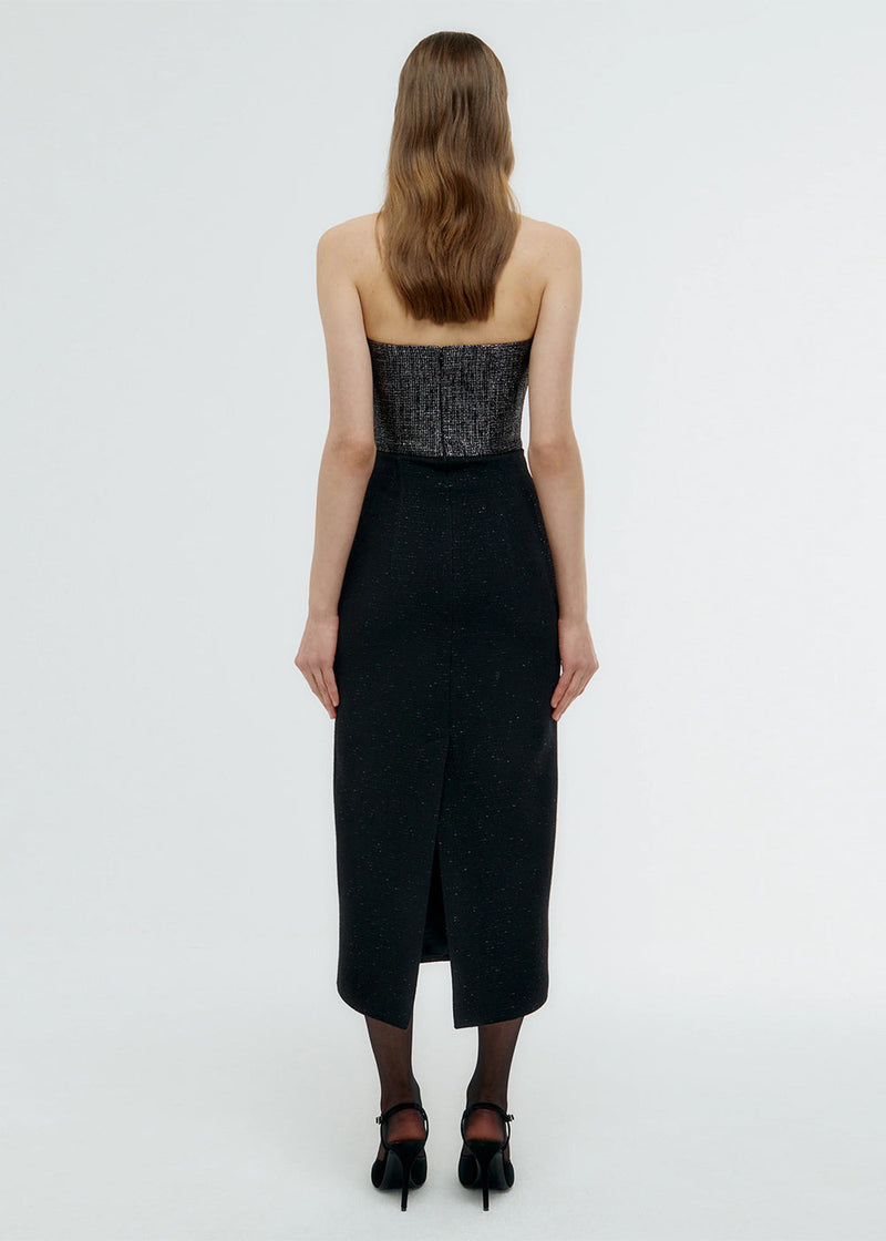 Alessandra Rich Black & Silver Tweed Lurex Dress - NOBLEMARS