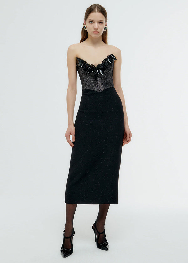 Alessandra Rich Black & Silver Tweed Lurex Dress - NOBLEMARS