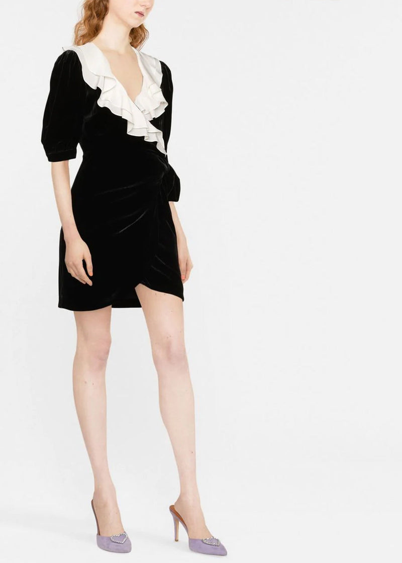 Alessandra Rich Black Velvet Mini Dress - NOBLEMARS