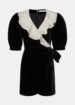 Alessandra Rich Black Velvet Mini Dress - NOBLEMARS