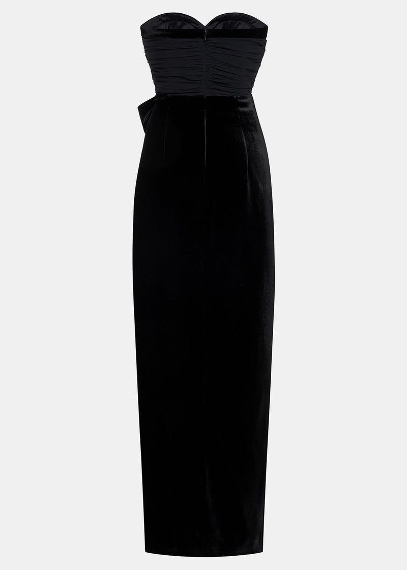 Alessandra Rich Black Velvet Georgette Evening Dress - NOBLEMARS