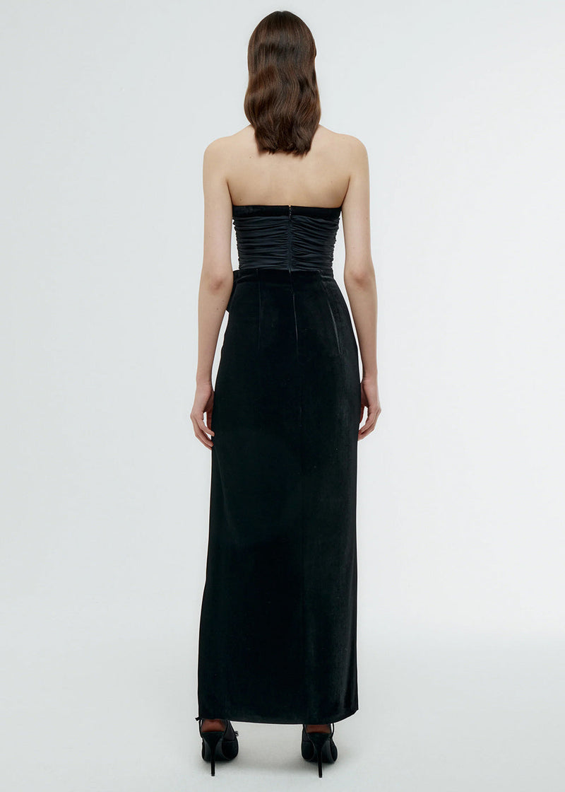 Alessandra Rich Black Velvet Georgette Evening Dress - NOBLEMARS