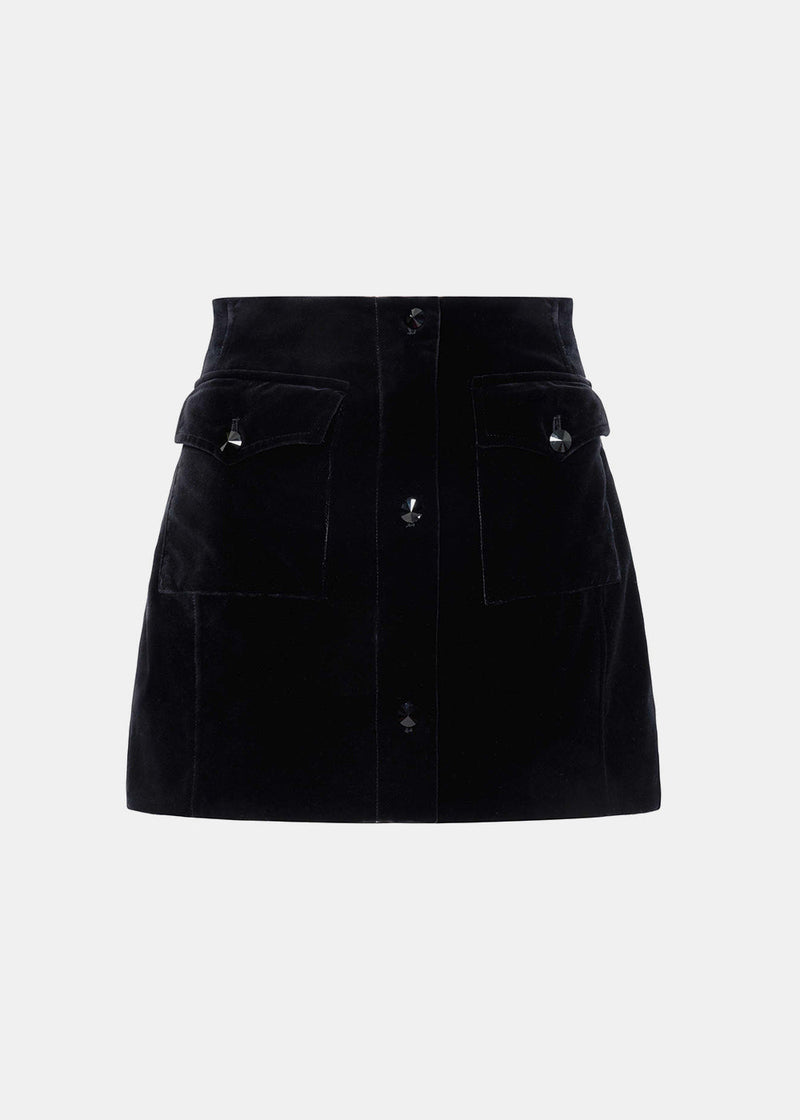 Alessandra Rich Black Velvet Mini Skirt - NOBLEMARS
