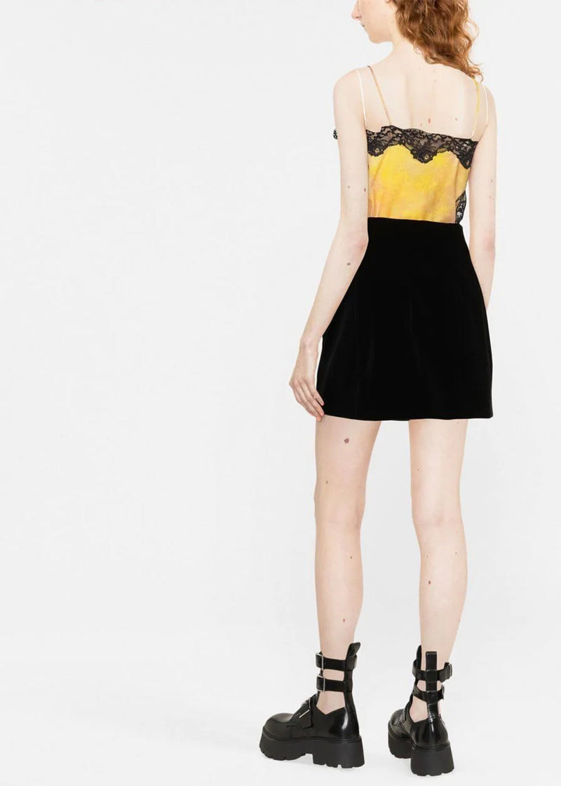 Alessandra Rich Black Velvet Mini Skirt - NOBLEMARS