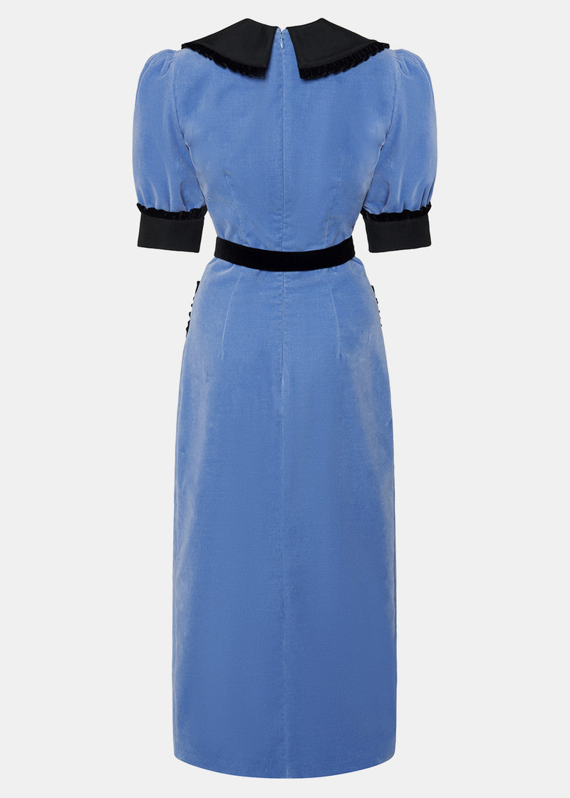 Alessandra Rich Blue Velvet Dress - NOBLEMARS