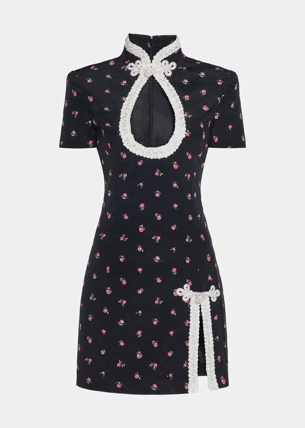 Alessandra Rich Black Floral Mini Dress