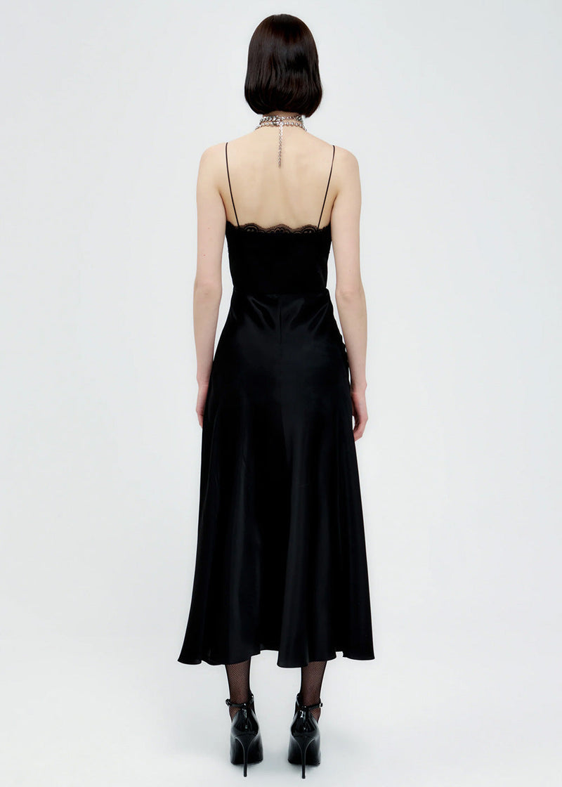 Alessandra Rich Black Silk Satin Dress