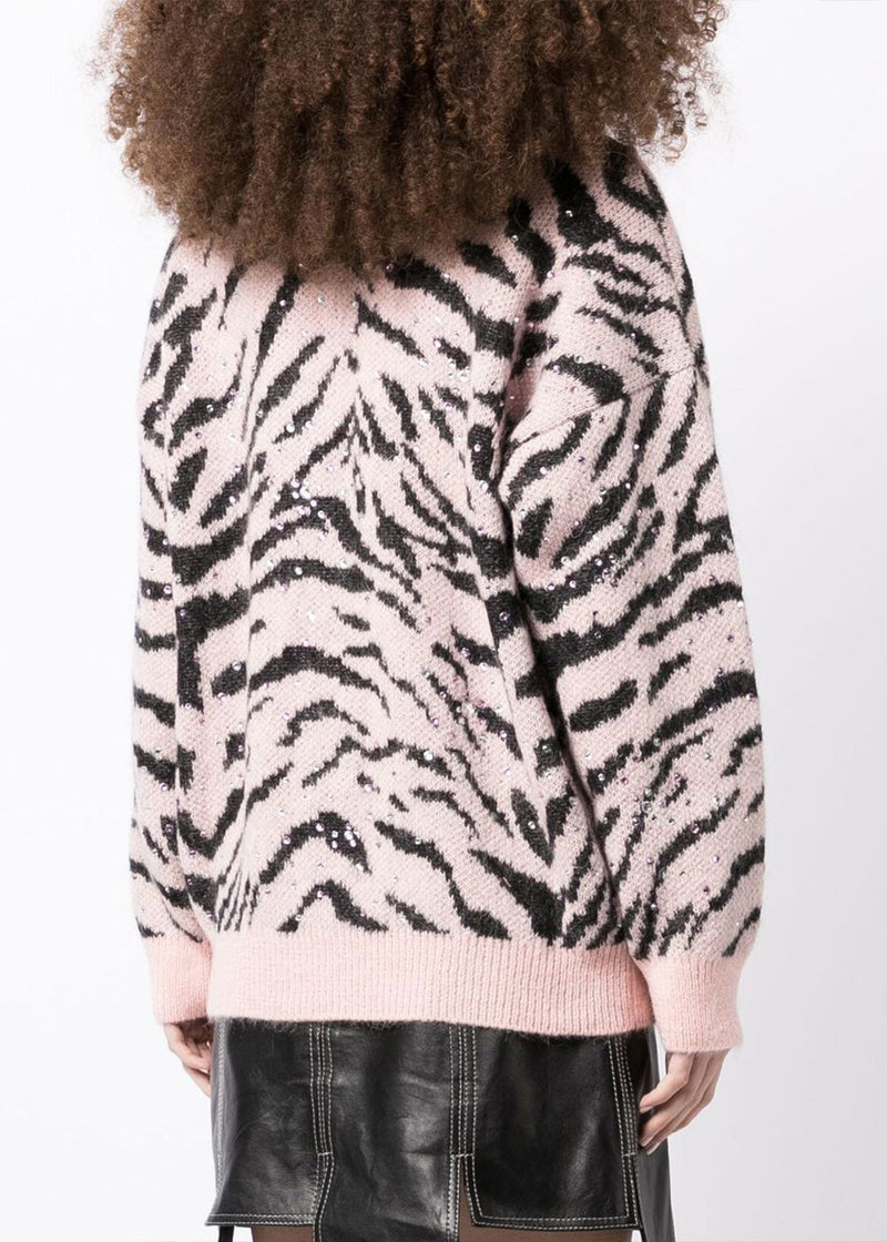 Alessandra Rich Pink Zebra Pattern Cardigan