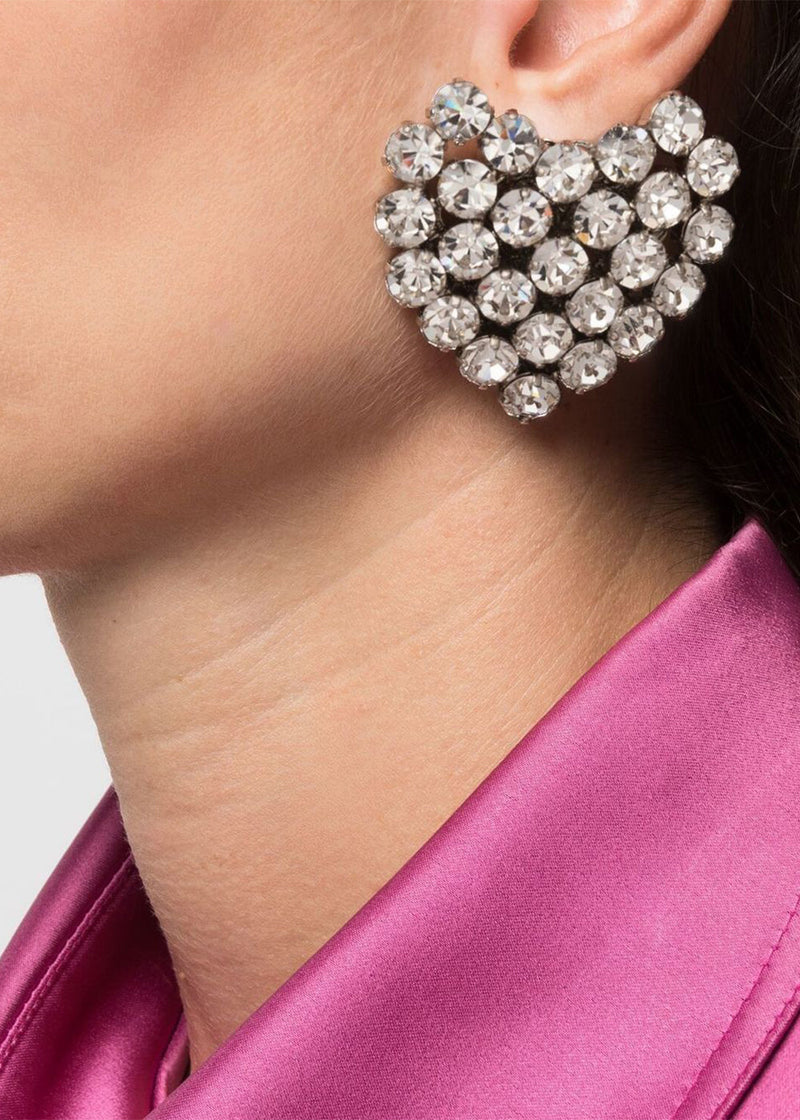 Alessandra Rich Crystal Heart Earrings - NOBLEMARS