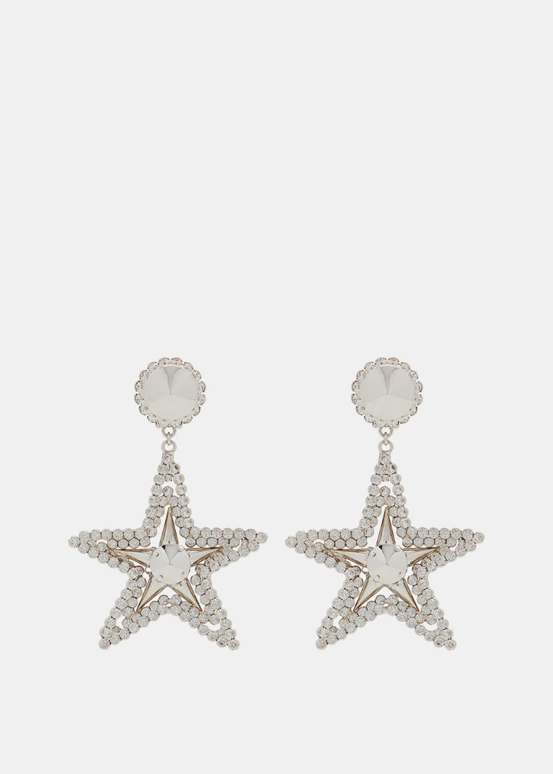 Alessandra Rich Crystal Star Drop Earrings - NOBLEMARS