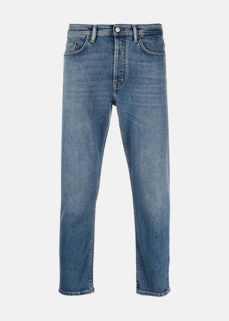 Acne Studios Mid Blue River Cropped Jeans - NOBLEMARS
