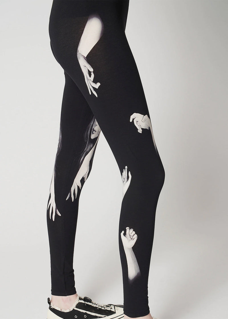 Yohji Yamamoto Black Printed Leggings - NOBLEMARS