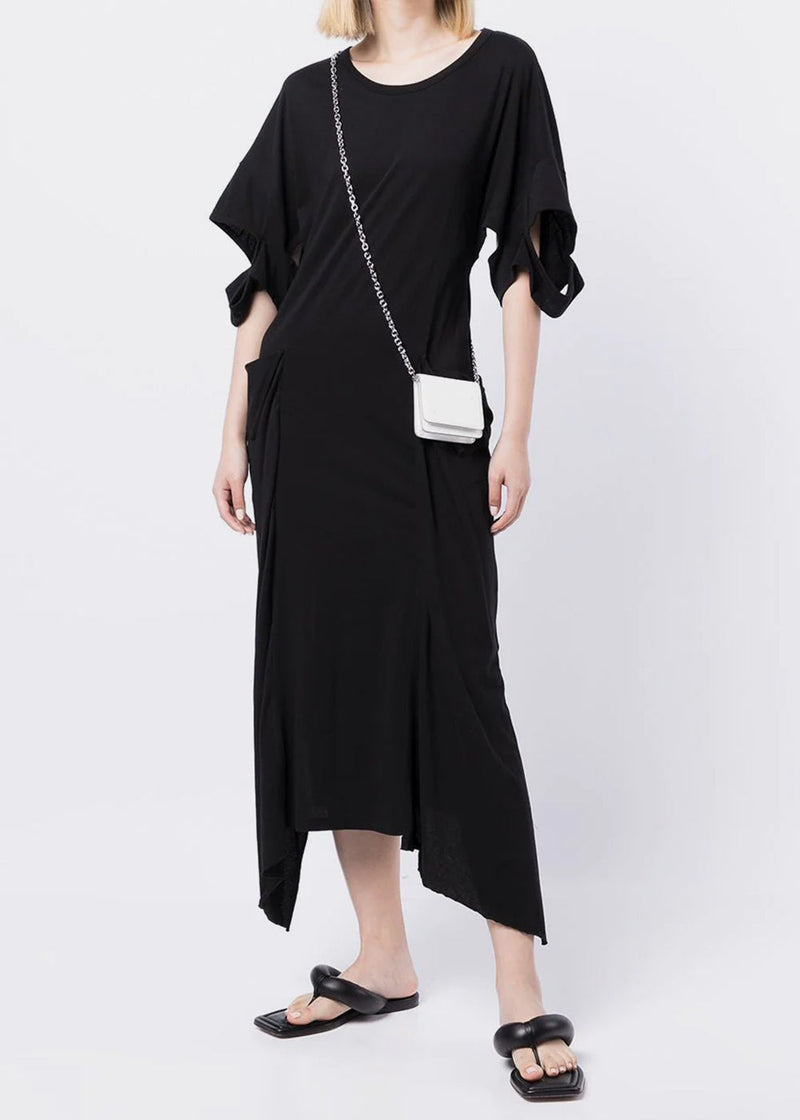 Yohji Yamamoto Black Asymmetric Cotton Dress - NOBLEMARS