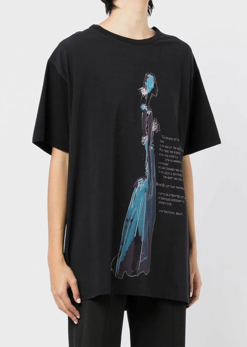Yohji Yamamoto Black Graphic Print T-Shirt - NOBLEMARS