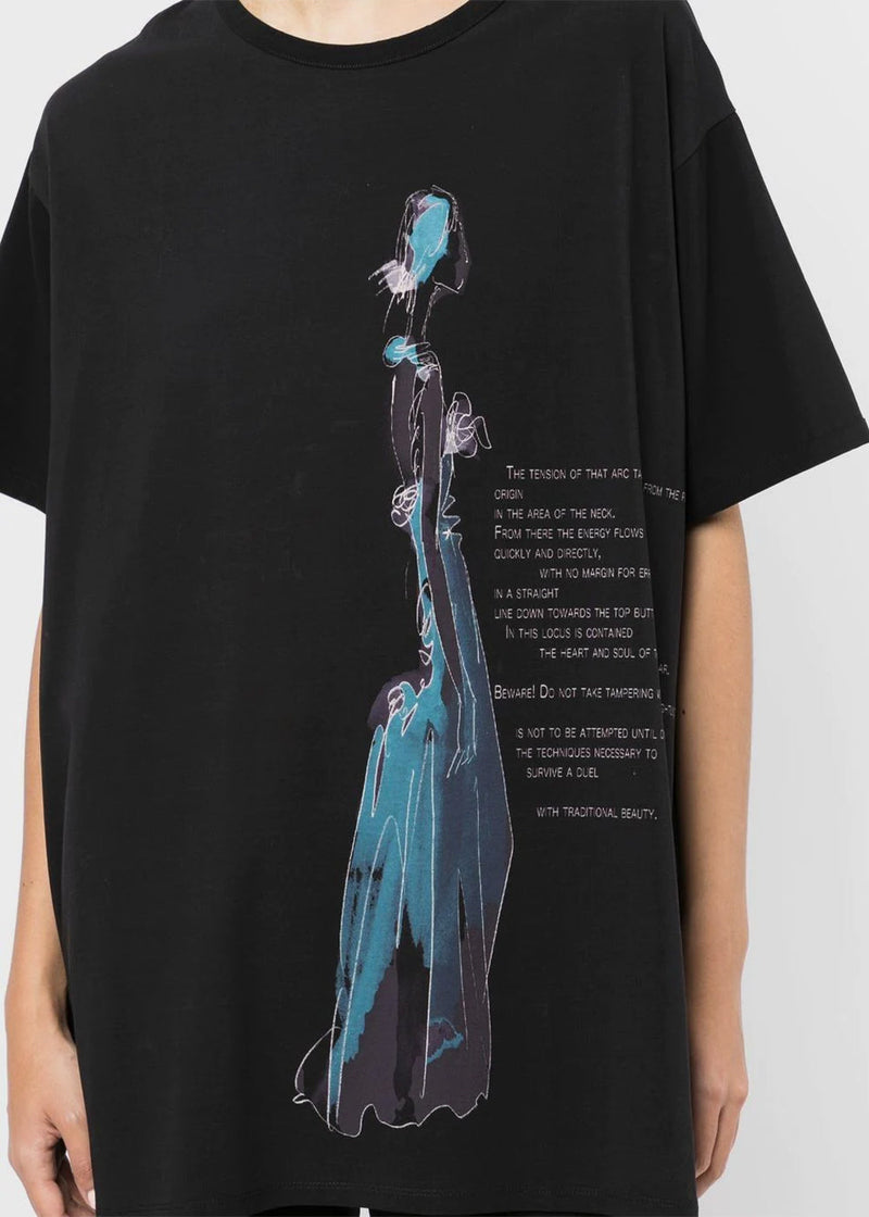 Yohji Yamamoto Black Graphic Print T-Shirt - NOBLEMARS