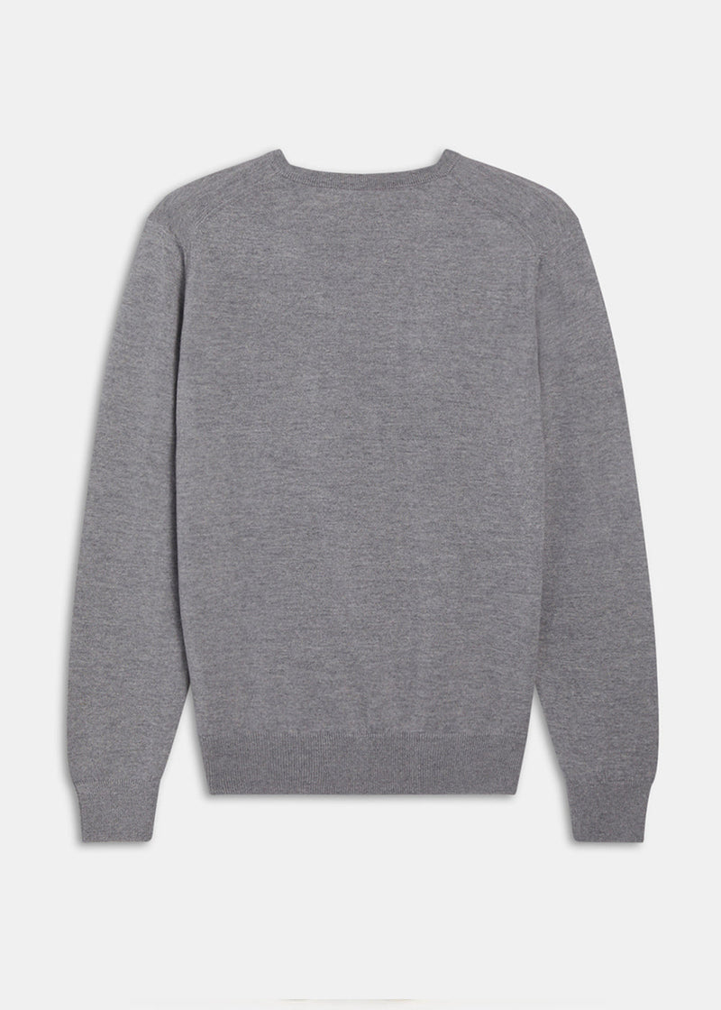 MAISON KITSUNE Grey Melange Fox Patch Sweater