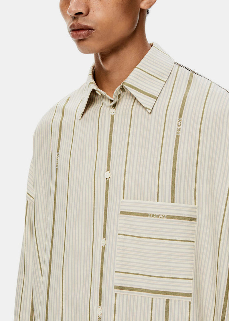 Loewe Beige Jacquard Stripe Shirt - NOBLEMARS