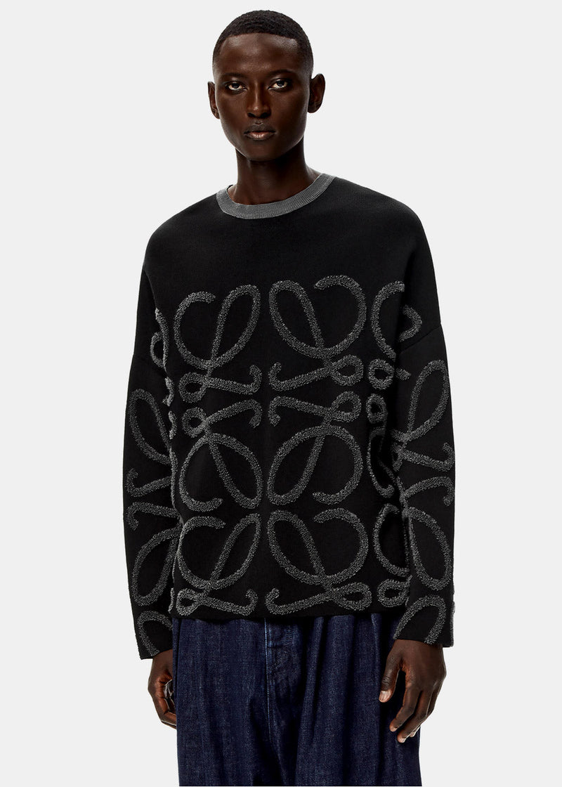 Loewe Black Anagram Jacquard Sweater - NOBLEMARS