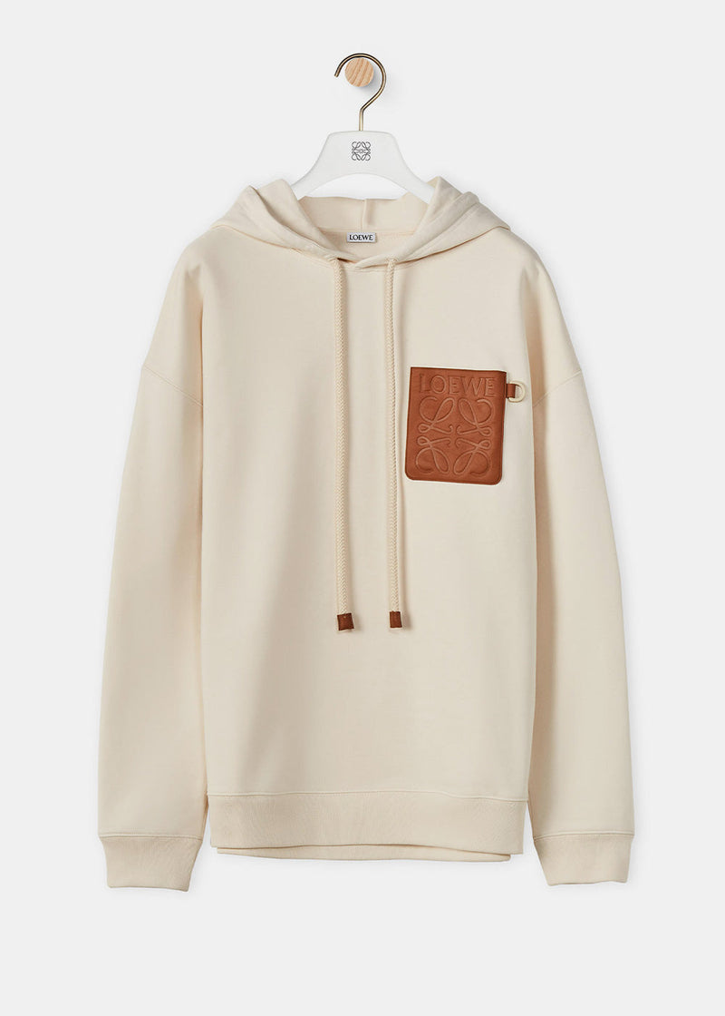 Loewe White Anagram Patch Hoodie - NOBLEMARS