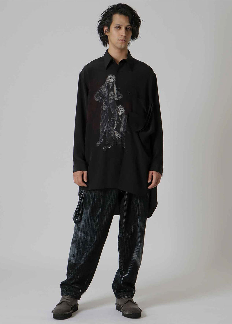 Yohji Yamamoto Black Silk Print Shirt - NOBLEMARS