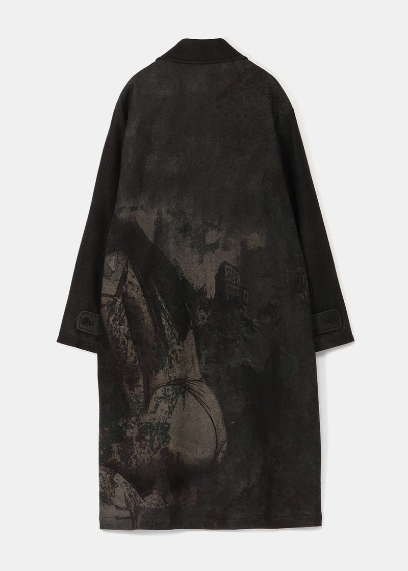 Yohji Yamamoto Brown Wool Print Coat - NOBLEMARS