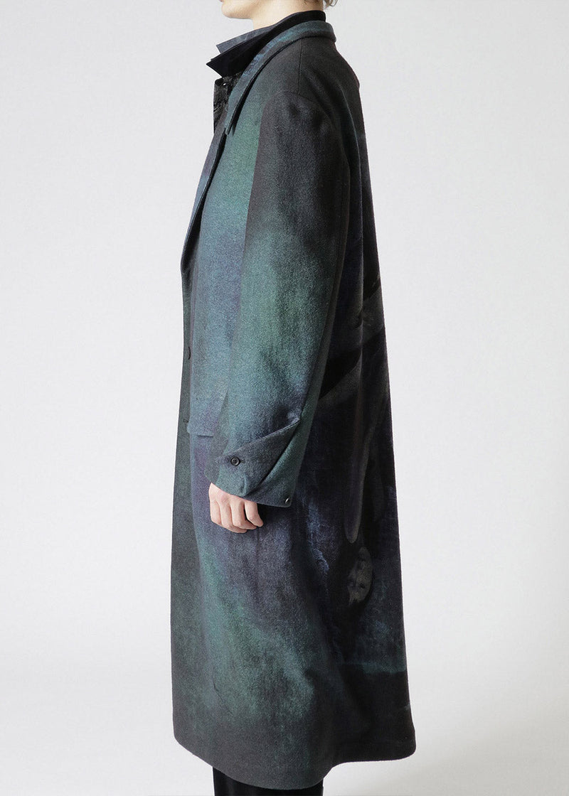 Yohji Yamamoto Blue Print Coat - NOBLEMARS