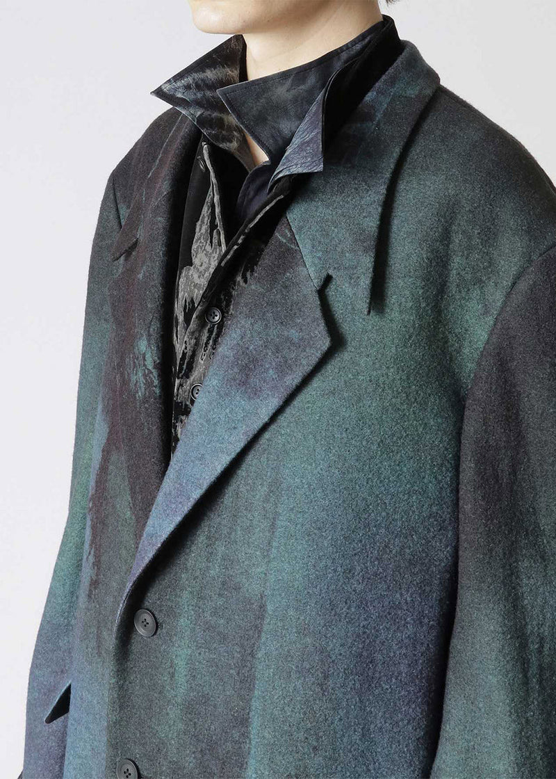 Yohji Yamamoto Blue Print Coat - NOBLEMARS