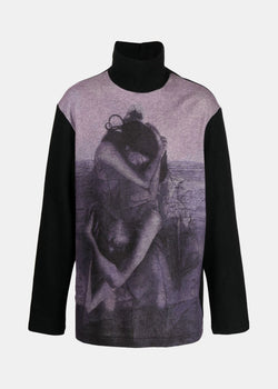 YOHJI YAMAMOTO Purple Ink-Jet Knit Turtleneck T-Shirt
