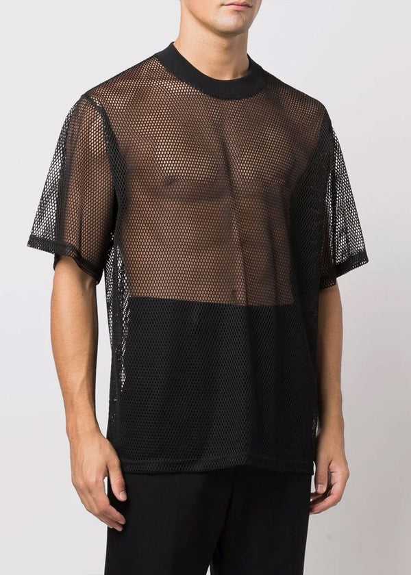 AMI Alexandre Mattiussi Black Oversized Mesh T-Shirt