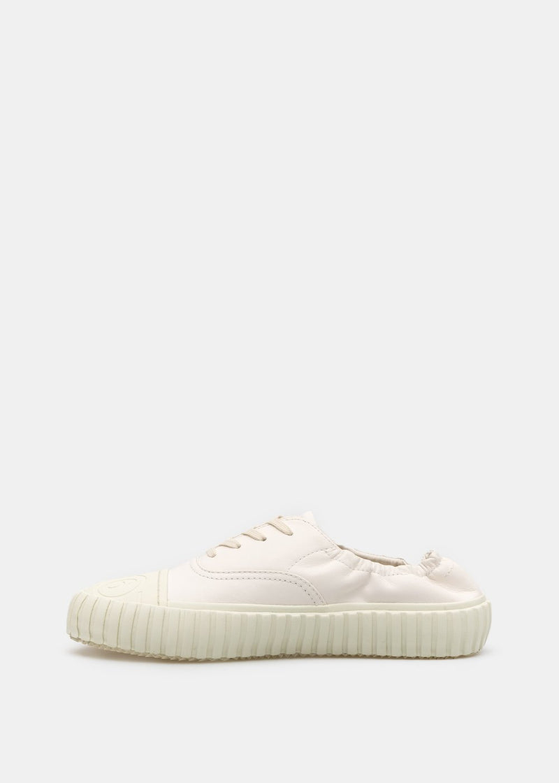 MM6 Maison Margiela Off-White Leather Logo Sneakers - NOBLEMARS