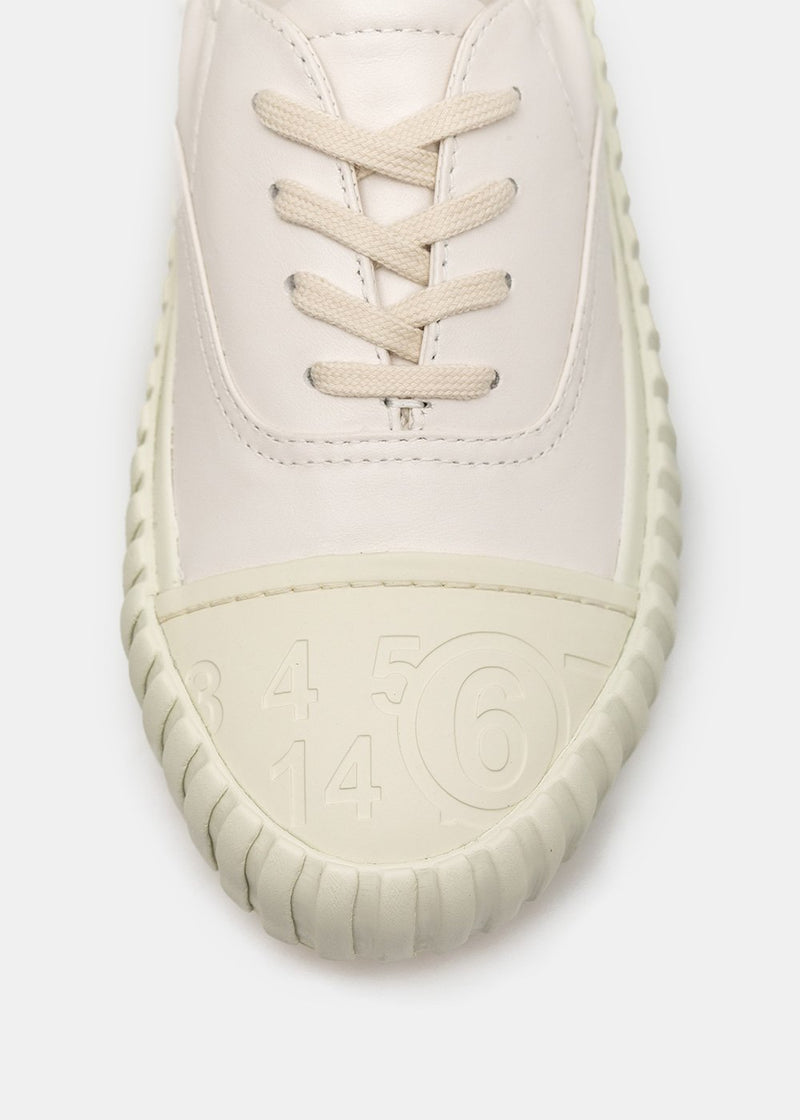MM6 Maison Margiela Off-White Leather Logo Sneakers - NOBLEMARS
